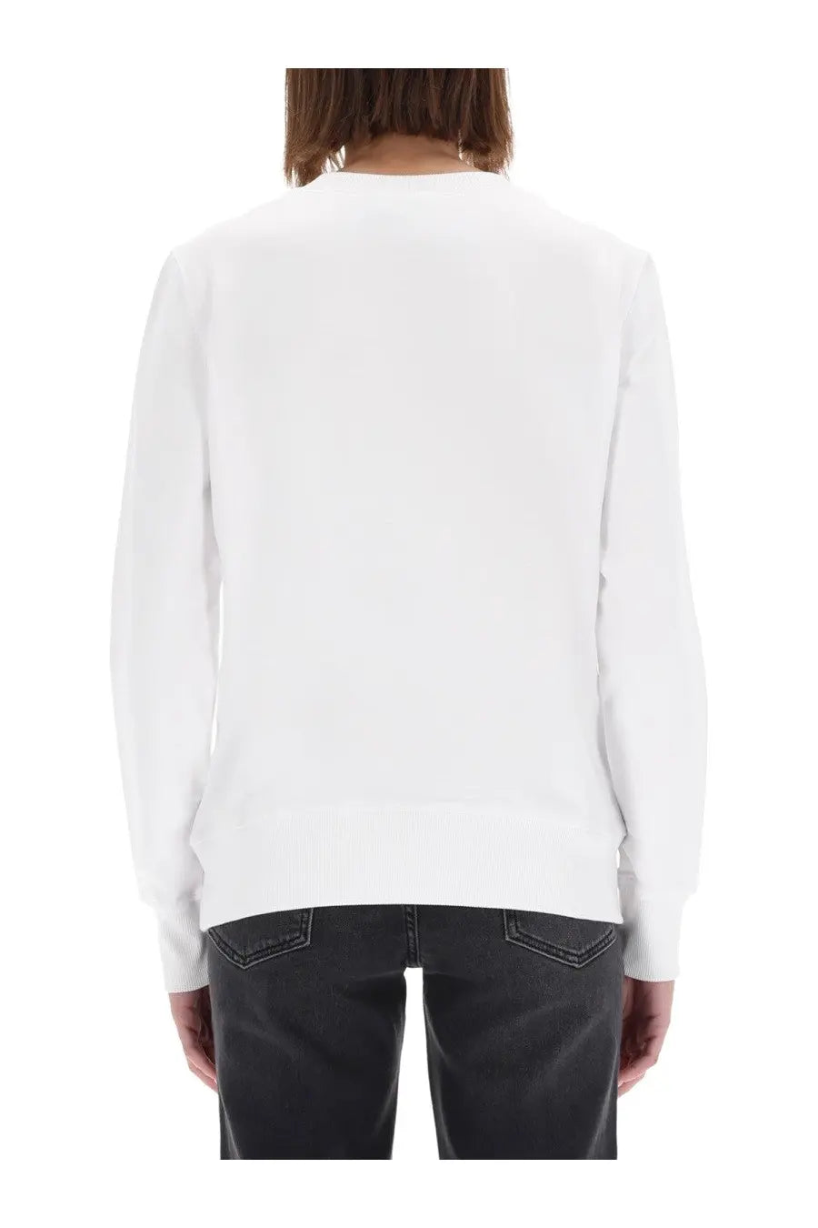Versace Jeans Couture women’s white long-sleeved crewneck sweater made of soft cotton blend for casual wear