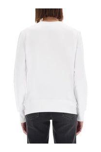 Versace Jeans Couture women’s white long-sleeved crewneck sweater made of soft cotton blend for casual wear