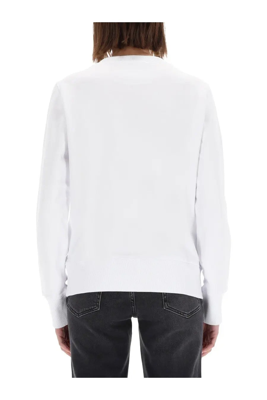 Versace Jeans Couture women’s white long-sleeved sweatshirt with a simple clean design in soft fabric