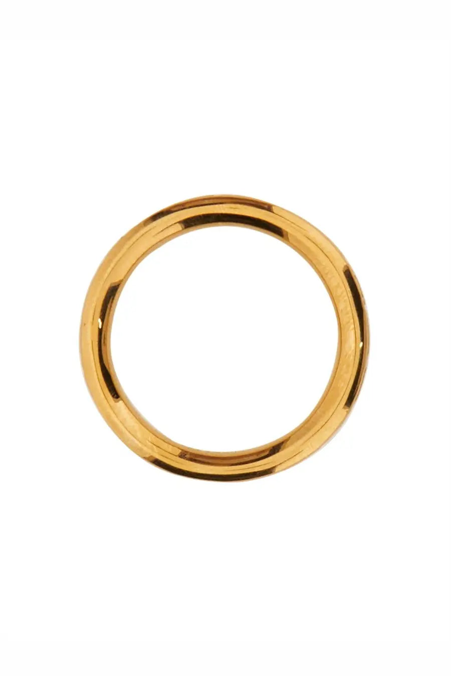 Versace mens anello con chiave greca incisa gold polished gold metal ring with smooth rounded band