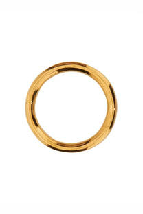Versace mens anello con chiave greca incisa gold polished gold metal ring with smooth rounded band