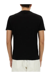 Versace men’s black jersey shirt featuring a short-sleeved crew neck design made from soft breathable fabric