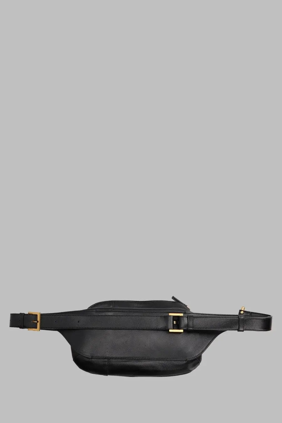 Versace men’s marsupio small black leather waist bag with gold-tone buckles and sleek minimalist design