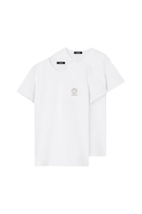 White versace men’s t-shirt pack featuring subtle embroidered medusa logo on chest in soft cotton fabric