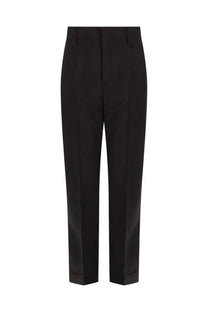 Black tailored trousers with sleek straight-leg cut and subtle pleats from versace men’s pantalone in lana mohair brown