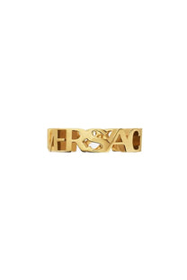 Versace men’s gold-tone metal ring featuring bold stylized versace logo in modern blocky font