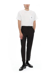 Versace men’s white short-sleeved cotton shirt with a small embroidered logo on the left chest pocket