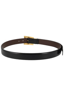 Versace women’s cintura in pelle black patent leather belt with gold tone rectangular buckle