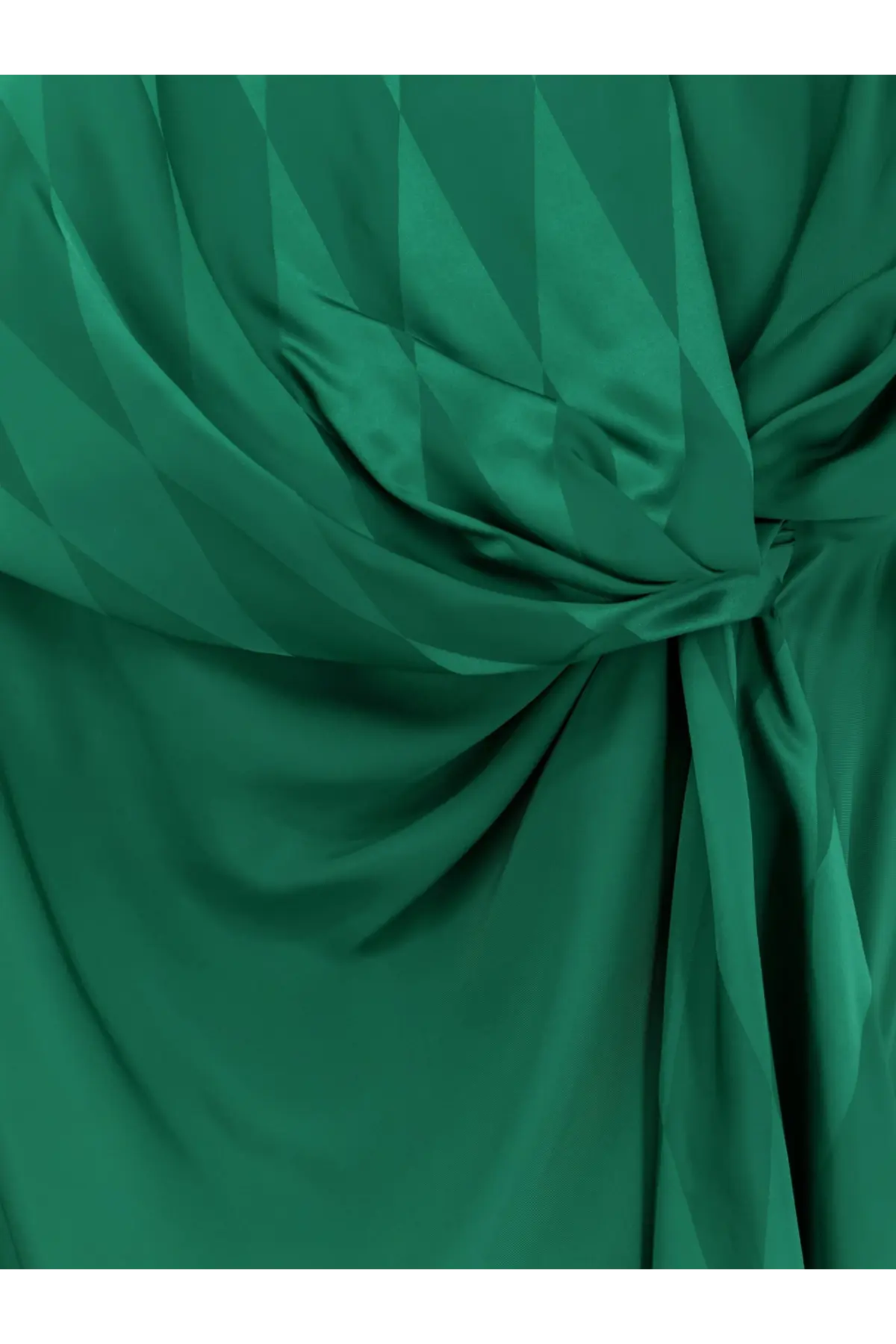 Emerald green satin gathered draped design on versace womens cocktail viscose and silk dress front view