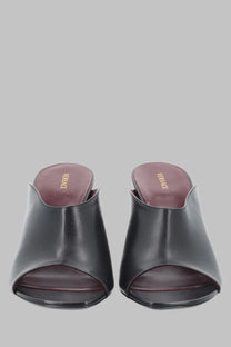 Versace women’s mule giulietta black sleek black leather mules with minimalist design and subtle sheen
