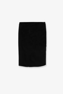 Versace women’s black tailored pencil skirt made of smooth stretch viscose with sleek fabric and clean lines