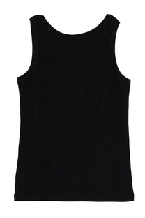 Versace women’s black sleeveless tank top with rounded neckline made of smooth solid fabric