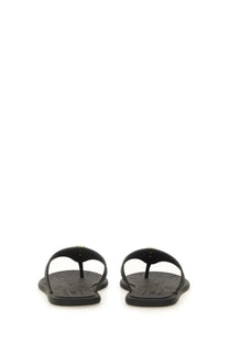 Versace womens black rubber thong sandal alia with subtle textured pattern and gold tone hardware at toe strap