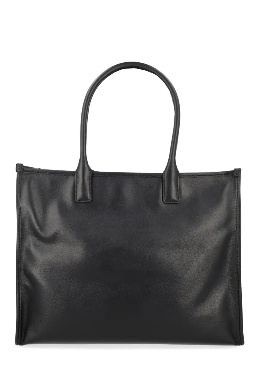 Versace women’s black leather tote bag with rounded top handles ideal for everyday use