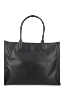 Versace women’s black leather tote bag with rounded top handles ideal for everyday use