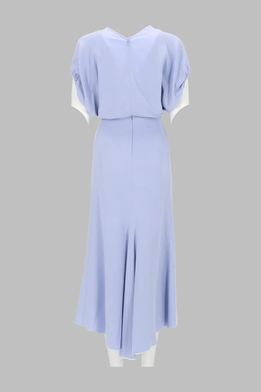 Victoria Beckham women’s abito midi Edith blue soft lavender midi dress with puffed sleeves and subtle back zipper detail