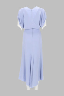 Victoria Beckham women’s abito midi Edith blue soft lavender midi dress with puffed sleeves and subtle back zipper detail