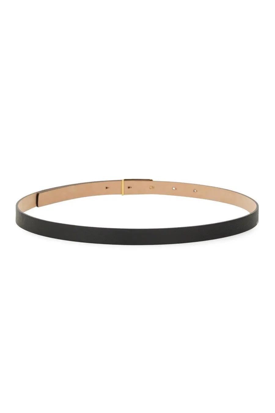 Victoria beckham women’s cintura micro frame black leather belt with gold toned buckle and tan inner lining