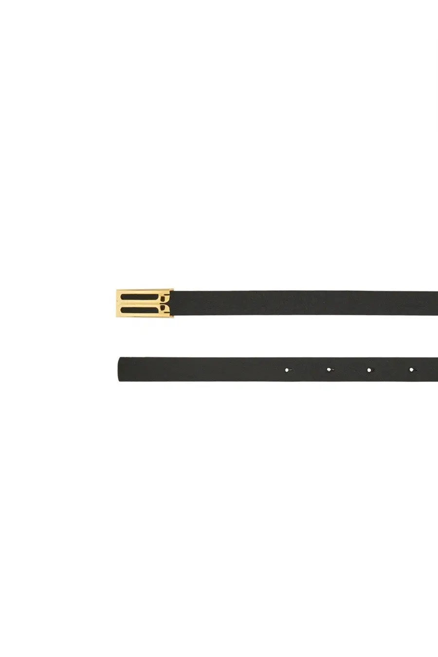 Black leather victoria beckham women’s cintura micro frame belt with gold-tone rectangular buckle and embossed logo