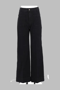 Victoria Beckham women’s jeans Alina black high-waisted wide-leg trousers with classic denim texture and front button closure
