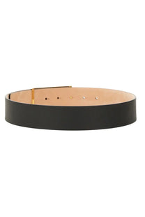 Victoria Beckham women’s jumbo frame black leather belt with gold-tone buckle and matching hardware