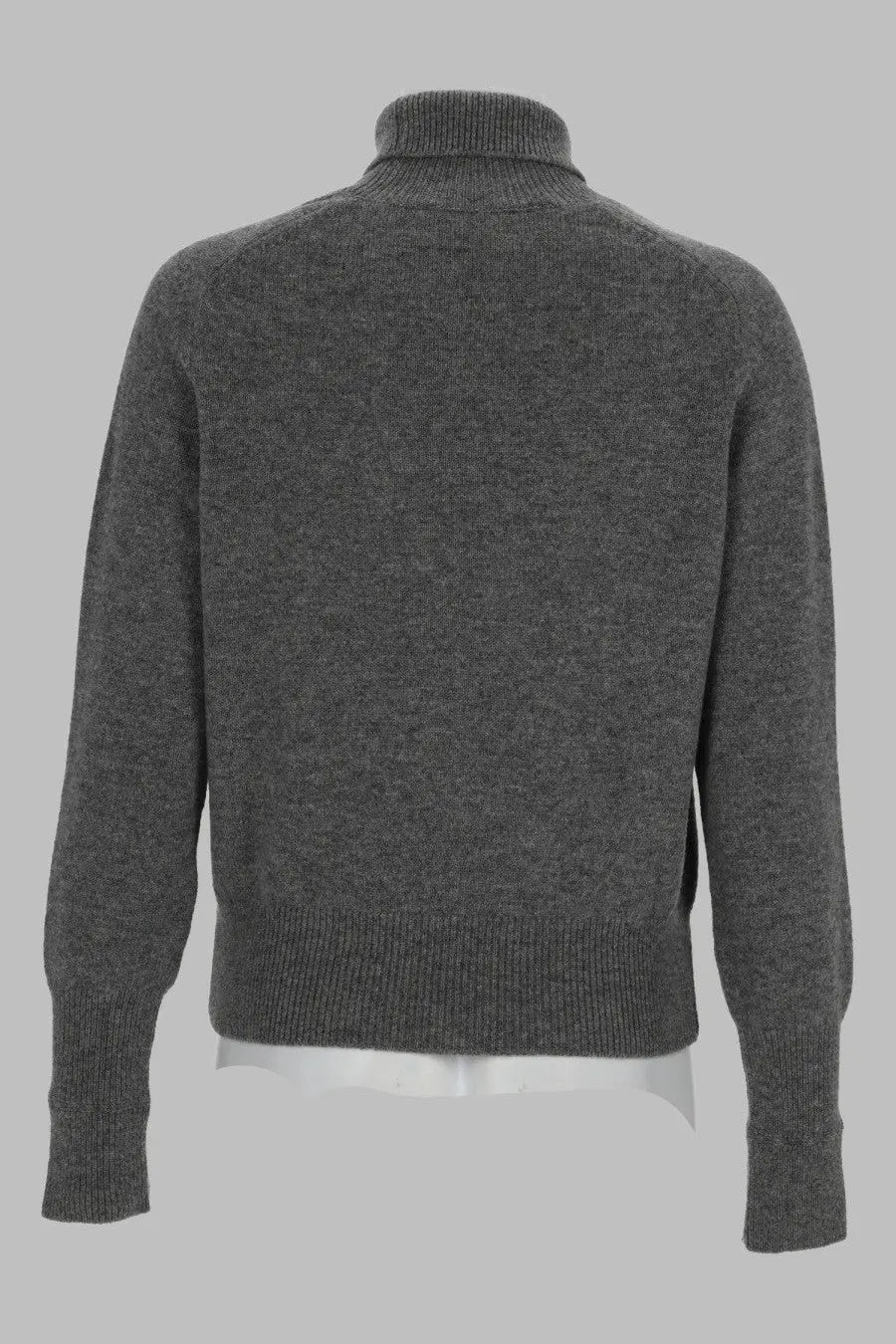 Victoria Beckham women’s maglia Marie grey dark gray finely knitted turtleneck sweater with ribbed hem and cuffs