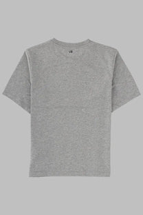 Gray heathered cotton t-shirt with small vb logo at neckline from victoria beckham womens shirt in cotone con stampa gray