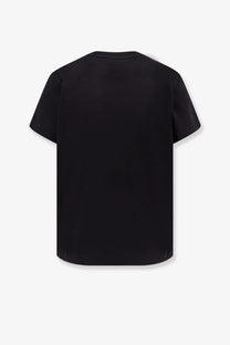 Vince women’s black cotton short-sleeved t-shirt with a simple solid design shown from the front