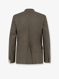 Dior Men's Virgin Wool and Cashmere Flannel Double Breasted Blazer Green