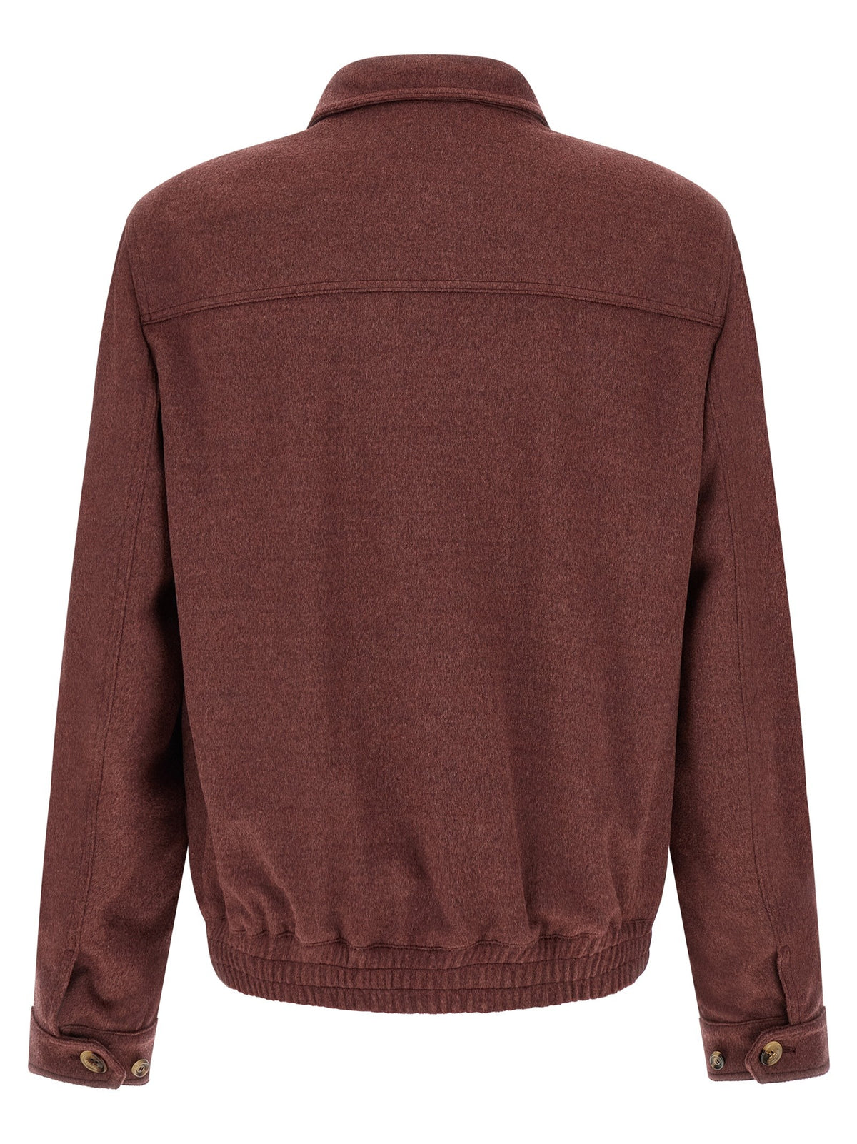 Brunello Cucinelli Virgin Wool Beaver Bomber Jacket Red