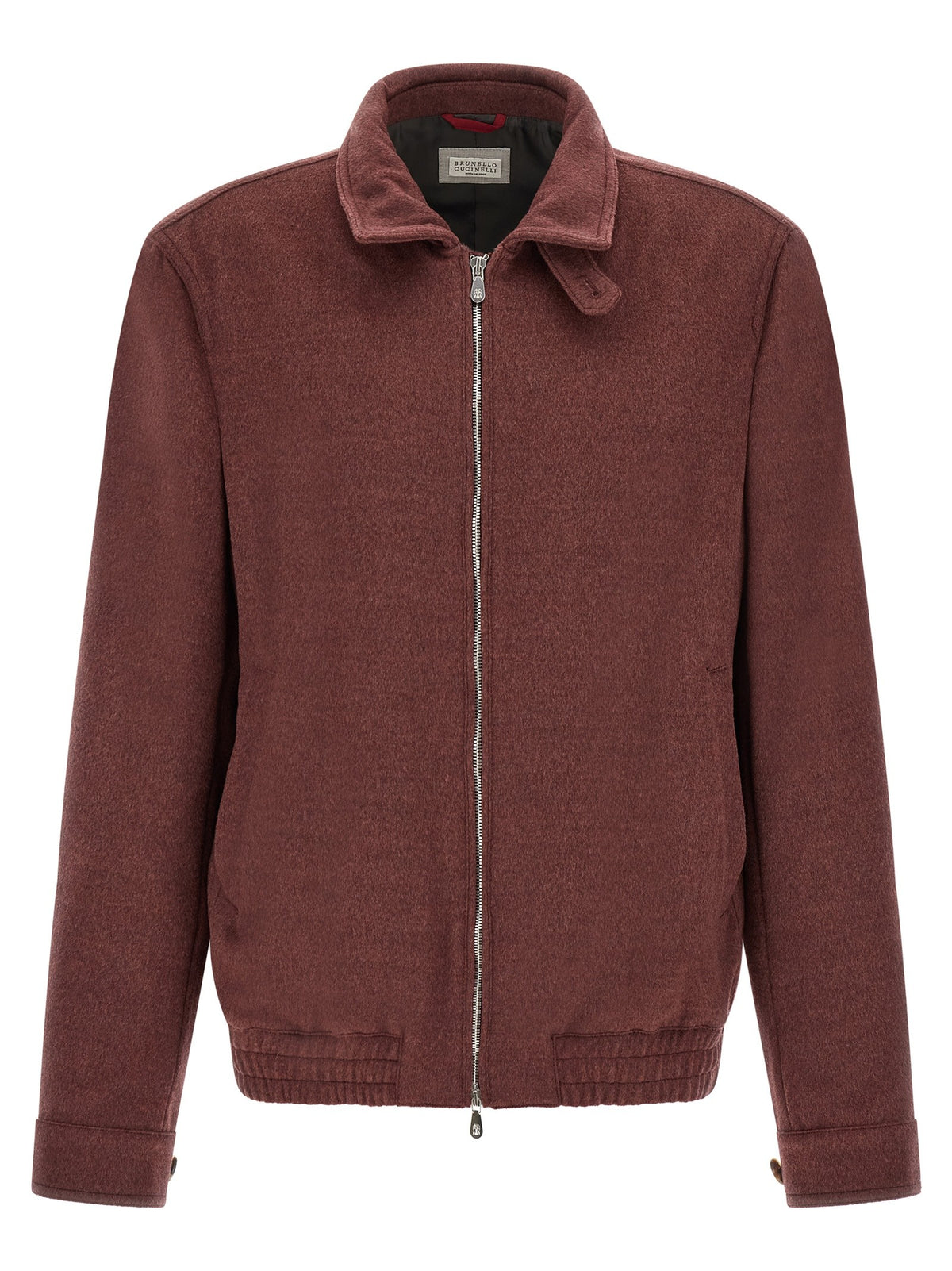 Brunello Cucinelli Virgin Wool Beaver Bomber Jacket Red