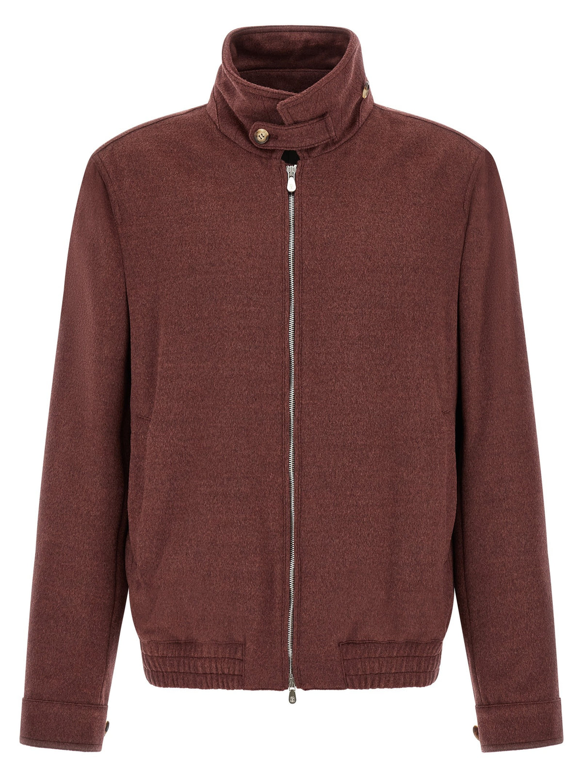 Brunello Cucinelli Virgin Wool Beaver Bomber Jacket Red
