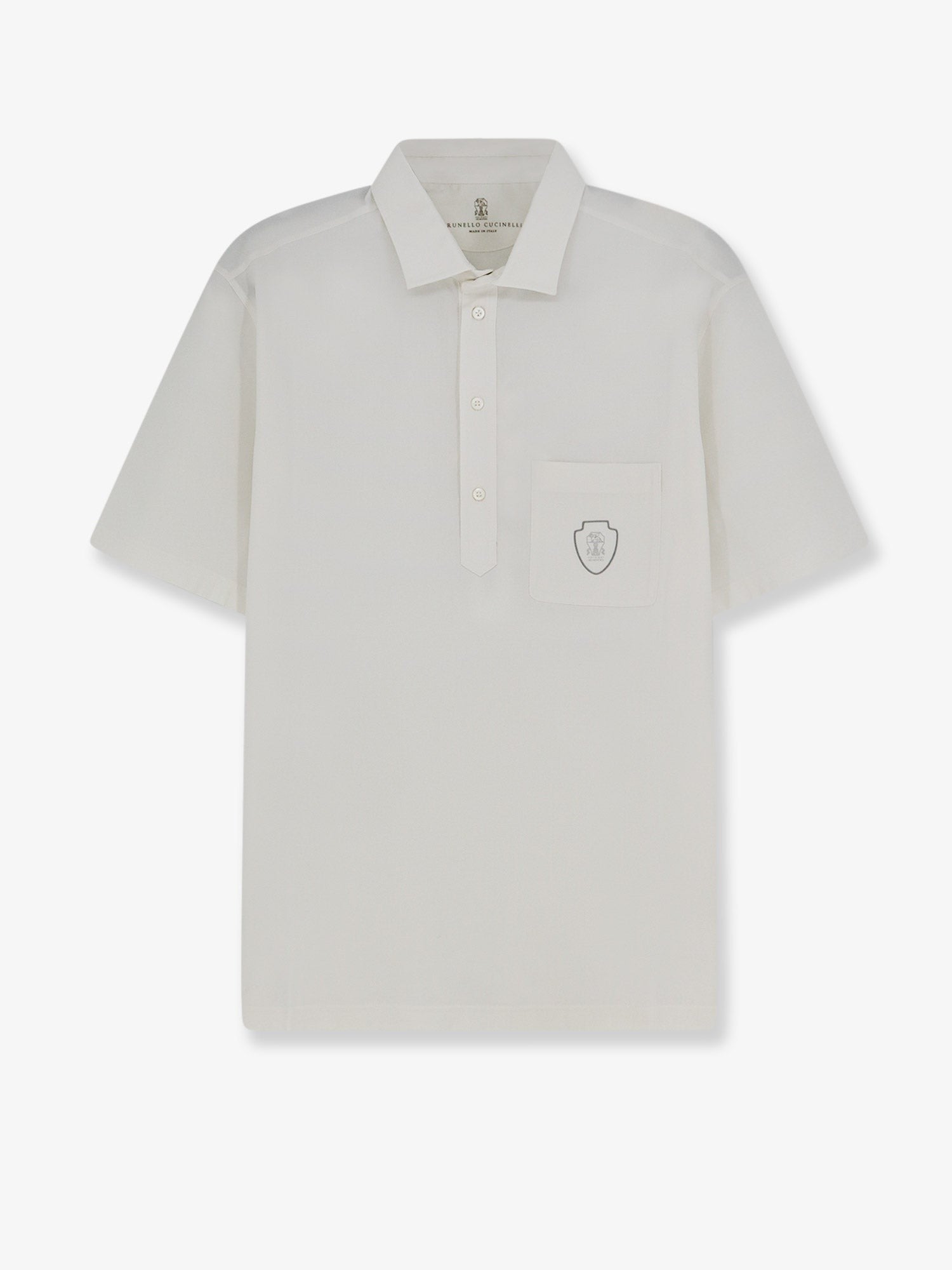 Brunello Cucinelli Men's Heraldic Polo Shirt White
