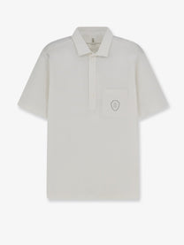 Brunello Cucinelli Men's Heraldic Polo Shirt White
