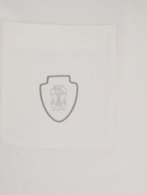 Brunello Cucinelli Men's Heraldic Polo Shirt White