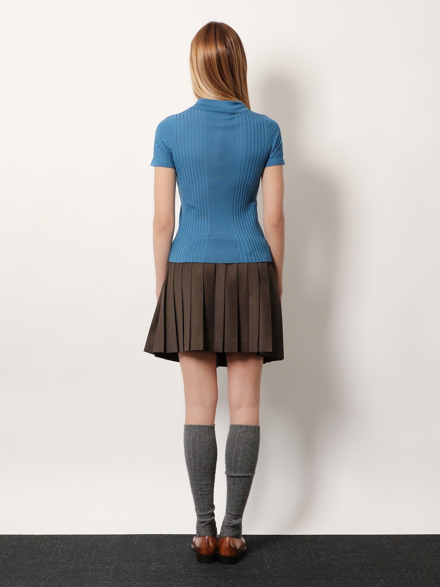 Miu Miu Women's Virgin Wool Polo Shirt Blue
