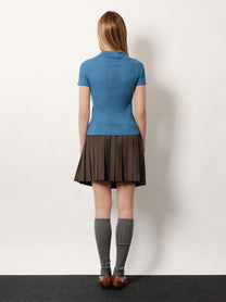Miu Miu Women's Virgin Wool Polo Shirt Blue