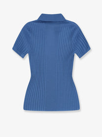Miu Miu Women's Virgin Wool Polo Shirt Blue