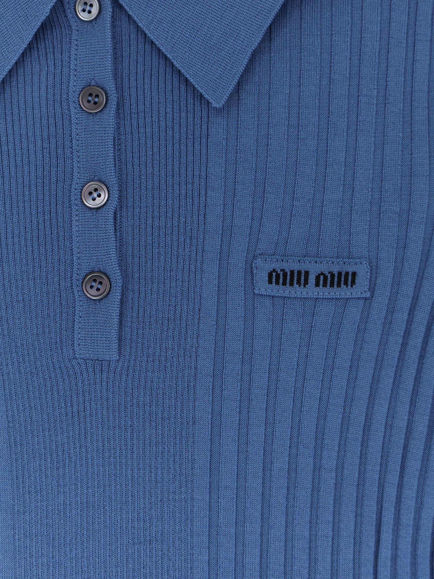 Miu Miu Women's Virgin Wool Polo Shirt Blue