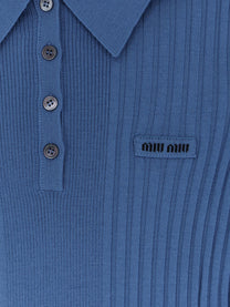 Miu Miu Women's Virgin Wool Polo Shirt Blue