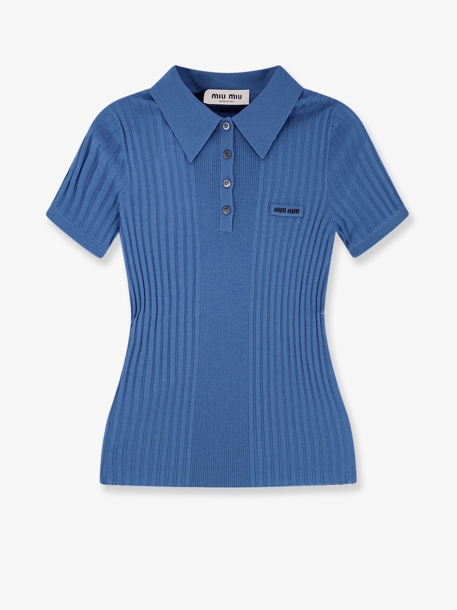 Miu Miu Women's Virgin Wool Polo Shirt Blue