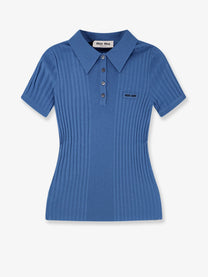 Miu Miu Women's Virgin Wool Polo Shirt Blue