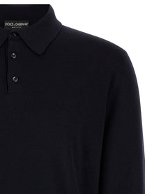 Dolce &amp; Gabbana Virgin Wool Polo Shirt Blue