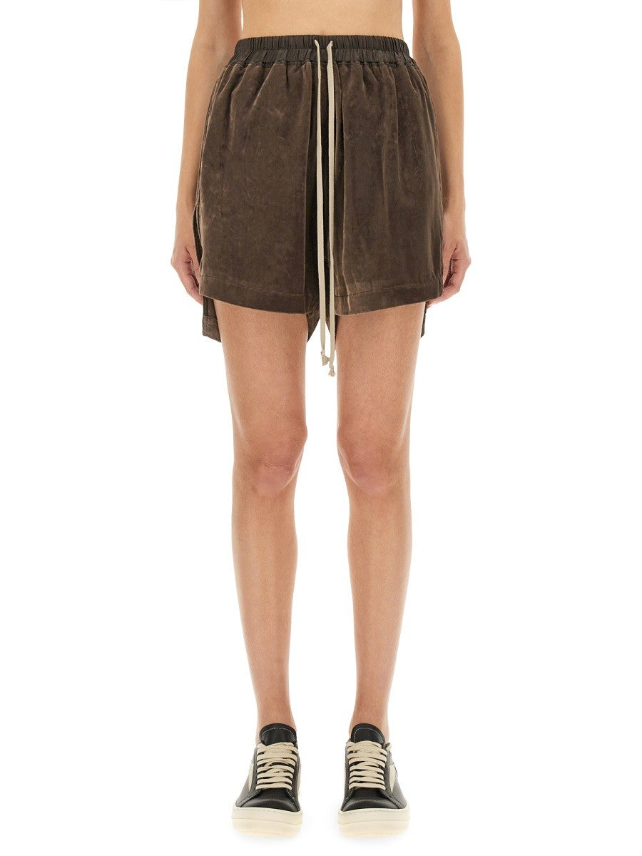 Rick Owens Women's Viscose and Cupro Shorts Brown