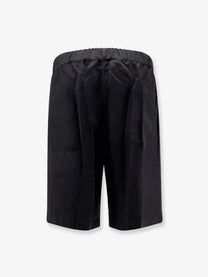 Laneus Men's Viscose and Linen Bermuda Shorts Black