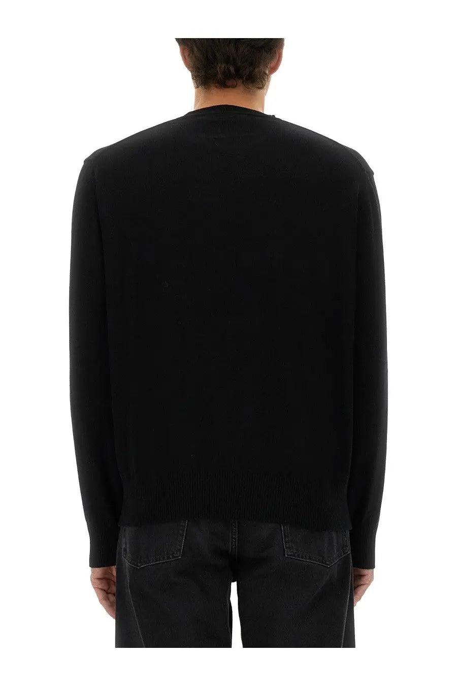 Vivienne Westwood men’s alex jersey black crewneck sweater with ribbed cuffs and hem