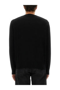 Vivienne Westwood men’s alex jersey black crewneck sweater with ribbed cuffs and hem