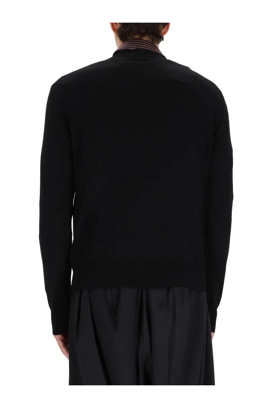 Vivienne Westwood men’s Alex jersey black long-sleeved knit sweater with ribbed collar and cuffs