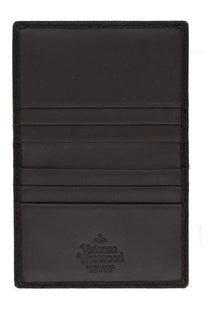 Vivienne Westwood men’s brown leather card holder with embossed logo and stitched edges