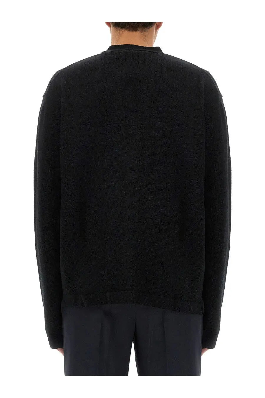 Vivienne westwood men’s black knit cardigan with ribbed crew neckline and cuffs made from soft material